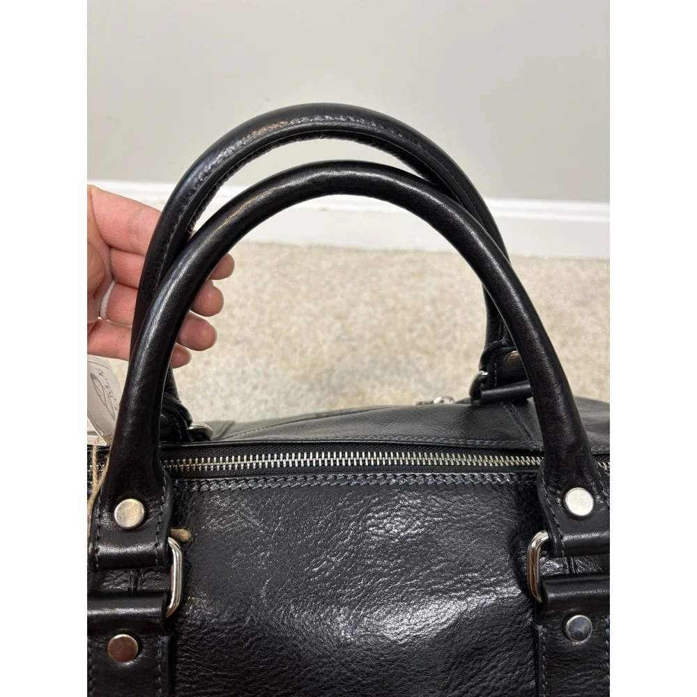 Time Resistance The Ambassadors Small Leather Overnight Bag Duffel Black NWT
